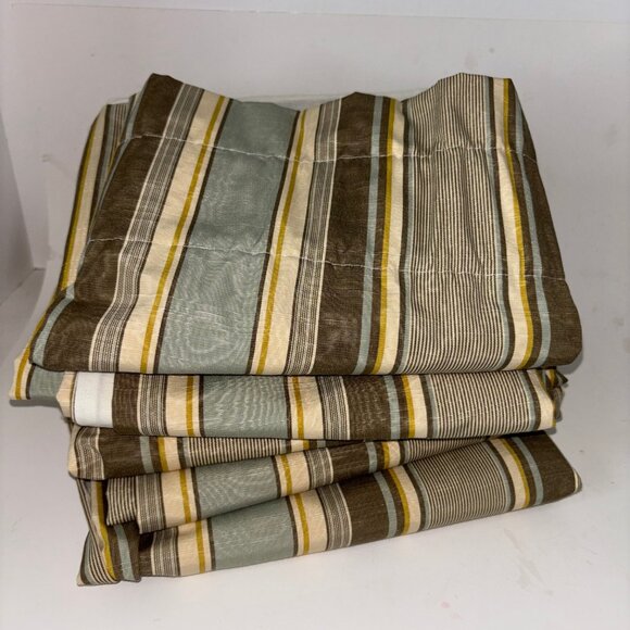 Set of 5 Country Curtains Brand Stripe Valances Green Cream Brown 16" L x 78" W